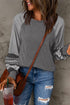 Contrast Print Striped Raglan Crew Neck Loose Long Sleeve Top